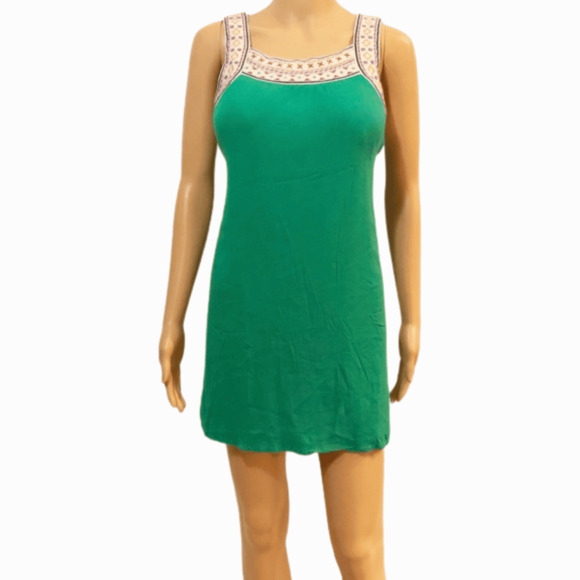 Flying Tomato Green Mini Sundress Boho Open Back Pattern Straps Sz 4 - Picture 4 of 10